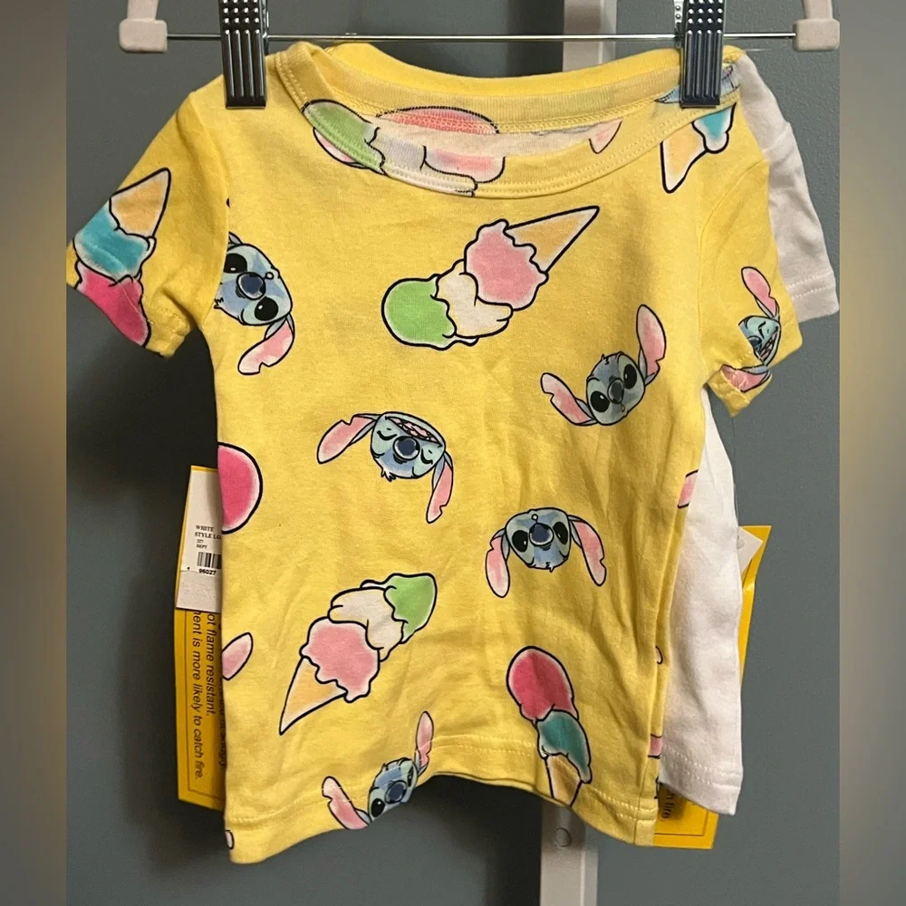 Disney Stitch Set of 2 Ice Cream Graphic Pajama Tops NWT 18 months